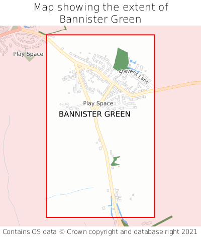 Map showing extent of Bannister Green as bounding box