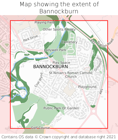 Map showing extent of Bannockburn as bounding box