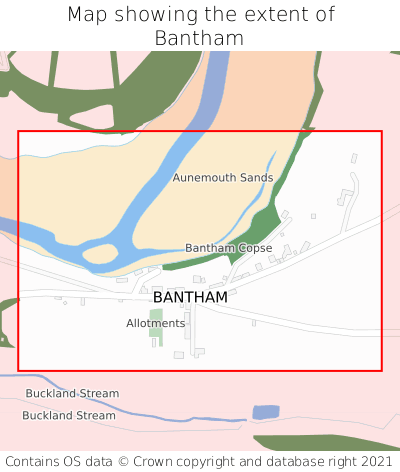 Map showing extent of Bantham as bounding box