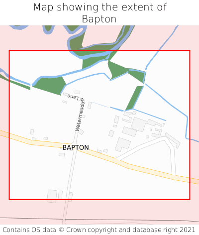 Map showing extent of Bapton as bounding box