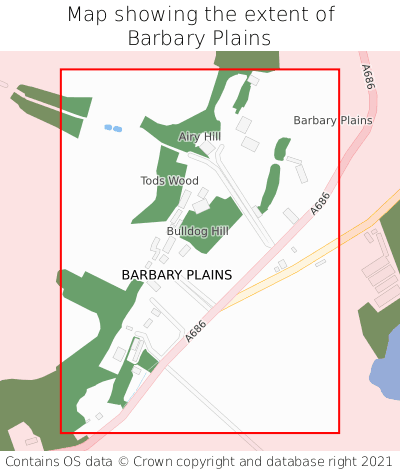 Map showing extent of Barbary Plains as bounding box