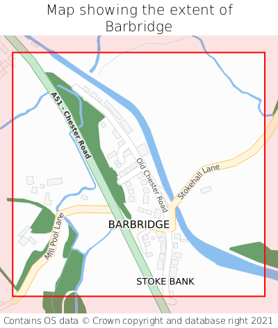 Map showing extent of Barbridge as bounding box