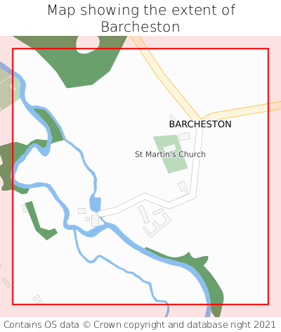 Map showing extent of Barcheston as bounding box