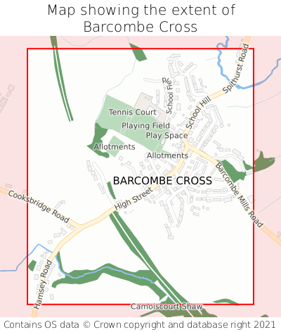 Map showing extent of Barcombe Cross as bounding box