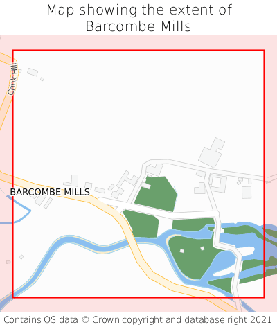 Map showing extent of Barcombe Mills as bounding box