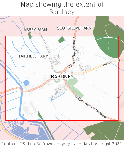 Map showing extent of Bardney as bounding box