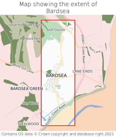 Map showing extent of Bardsea as bounding box