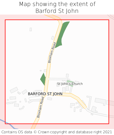 Map showing extent of Barford St John as bounding box