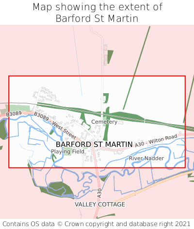 Map showing extent of Barford St Martin as bounding box