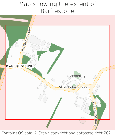 Map showing extent of Barfrestone as bounding box