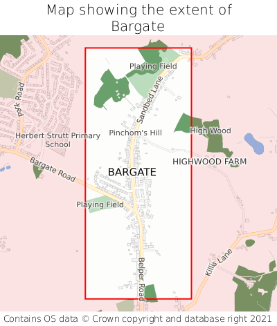 Map showing extent of Bargate as bounding box