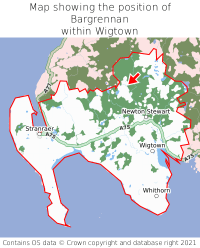 Map showing location of Bargrennan within Wigtown