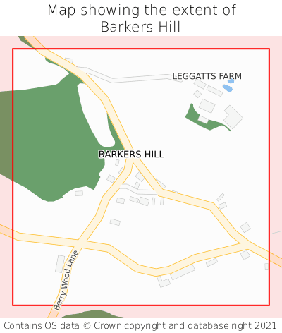 Map showing extent of Barkers Hill as bounding box