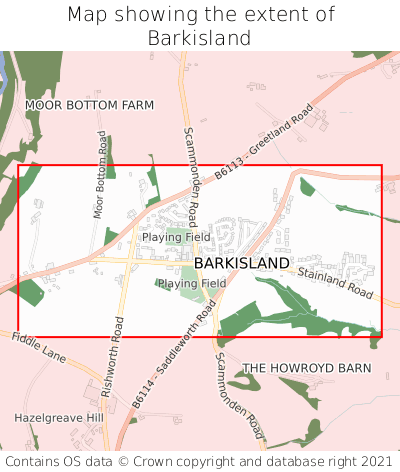 Map showing extent of Barkisland as bounding box