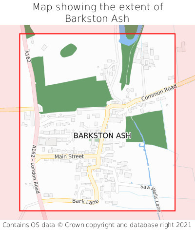 Map showing extent of Barkston Ash as bounding box