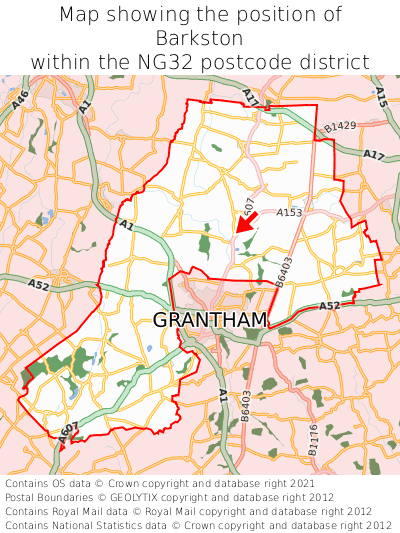 Map showing location of Barkston within NG32