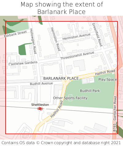 Map showing extent of Barlanark Place as bounding box