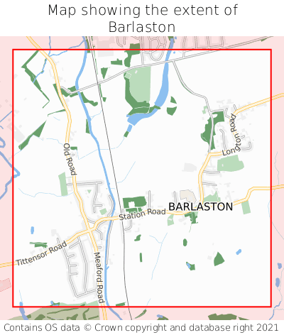 Map showing extent of Barlaston as bounding box