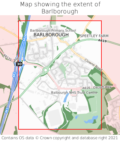 Map showing extent of Barlborough as bounding box