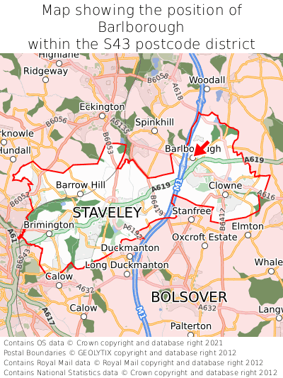Map showing location of Barlborough within S43