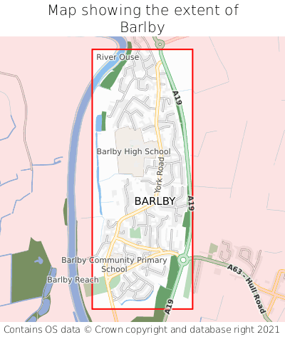 Map showing extent of Barlby as bounding box