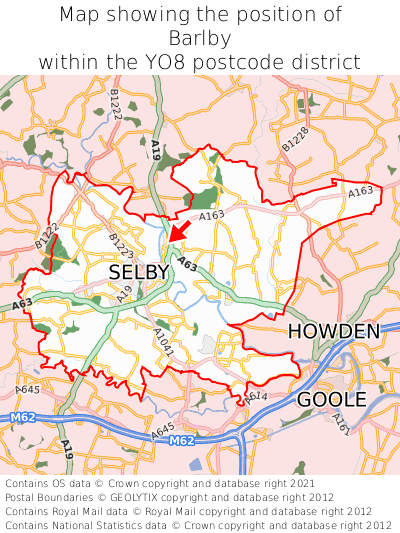 Map showing location of Barlby within YO8