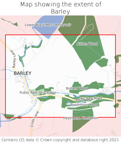 Map showing extent of Barley as bounding box