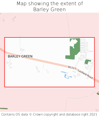Map showing extent of Barley Green as bounding box