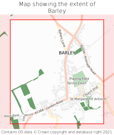 Map showing extent of Barley as bounding box