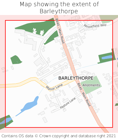Map showing extent of Barleythorpe as bounding box