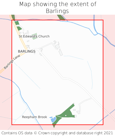 Map showing extent of Barlings as bounding box