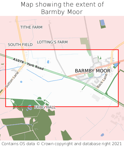 Map showing extent of Barmby Moor as bounding box