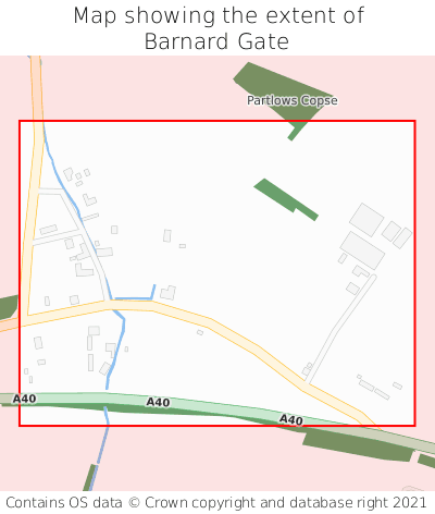 Map showing extent of Barnard Gate as bounding box