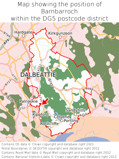 Map showing location of Barnbarroch within DG5