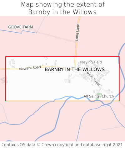 Map showing extent of Barnby in the Willows as bounding box