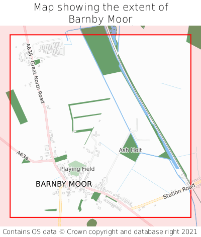 Map showing extent of Barnby Moor as bounding box
