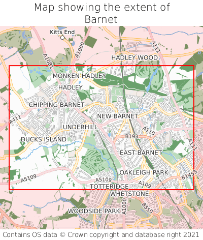 Map showing extent of Barnet as bounding box