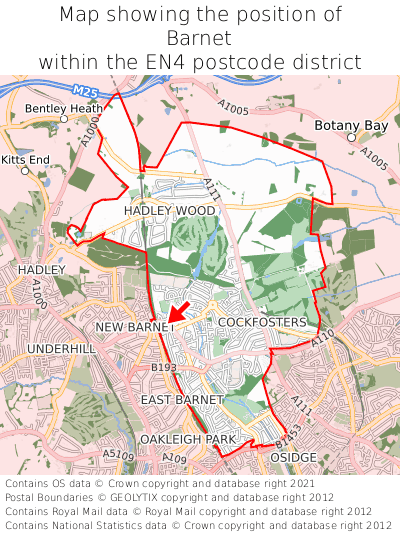 Map showing location of Barnet within EN4