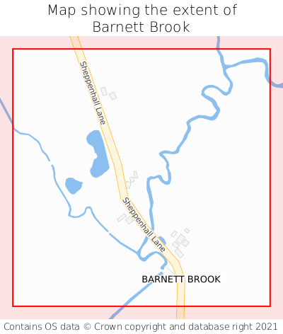 Map showing extent of Barnett Brook as bounding box