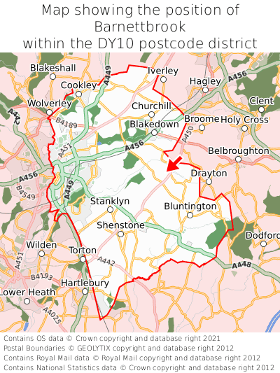 Map showing location of Barnettbrook within DY10