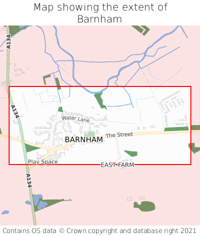 Map showing extent of Barnham as bounding box