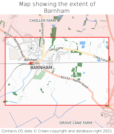 Map showing extent of Barnham as bounding box
