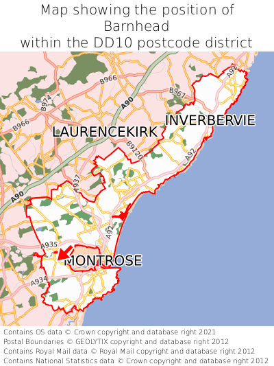 Map showing location of Barnhead within DD10
