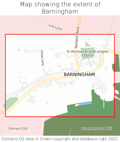Map showing extent of Barningham as bounding box