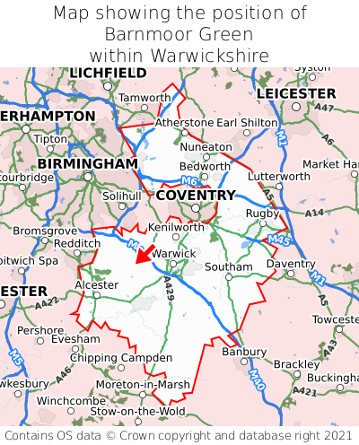 Map showing location of Barnmoor Green within Warwickshire