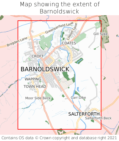 Map showing extent of Barnoldswick as bounding box