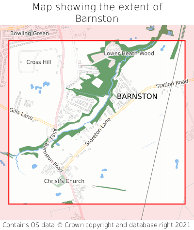 Map showing extent of Barnston as bounding box