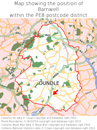 Map showing location of Barnwell within PE8