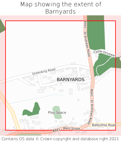 Map showing extent of Barnyards as bounding box