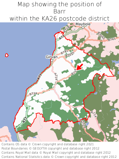Map showing location of Barr within KA26